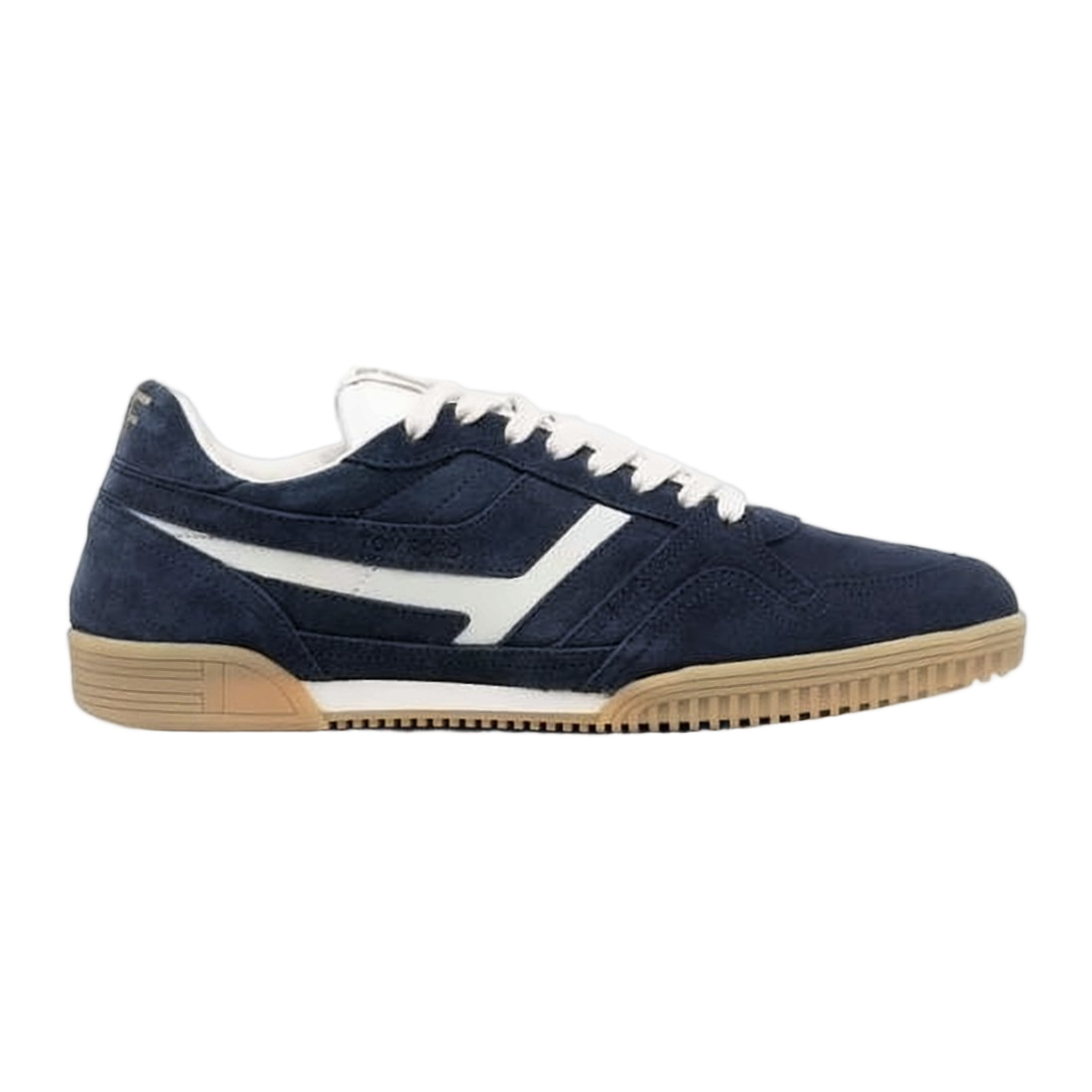Navy Suede Low-Top Sneakers with Textured Sole