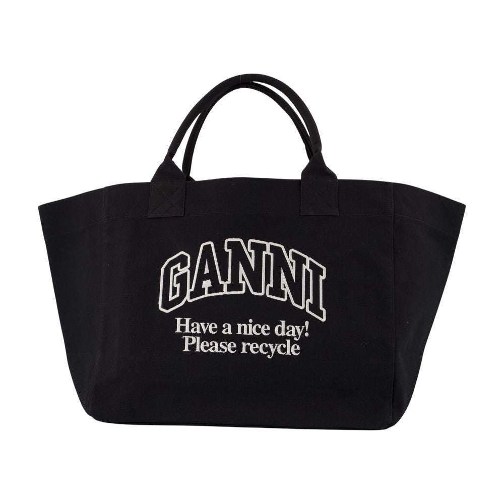 Xxl Pocket Shopper Bag - Cotton - Black