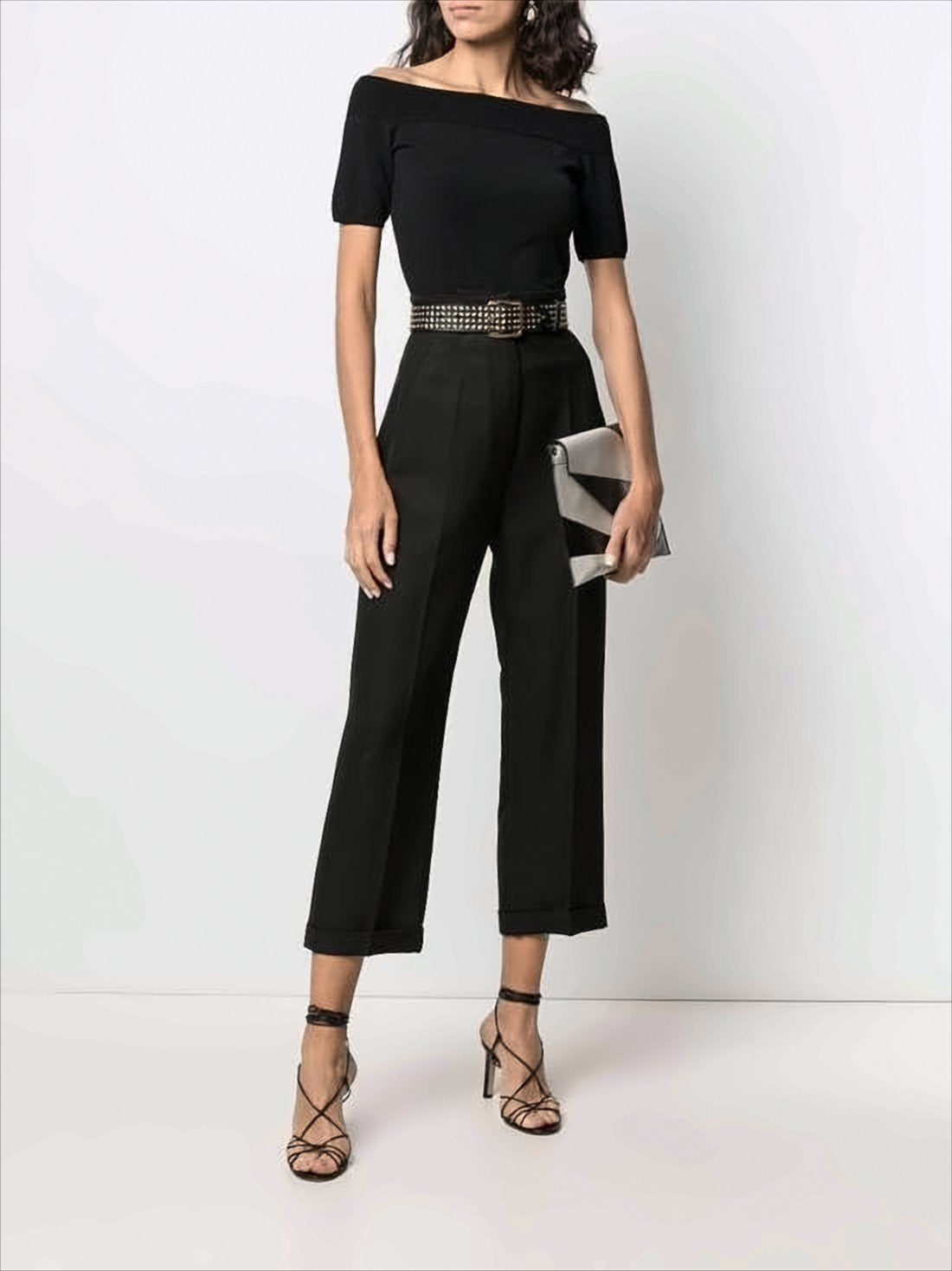 Off-the-Shoulder Cropped Top with Ribbed Neckline