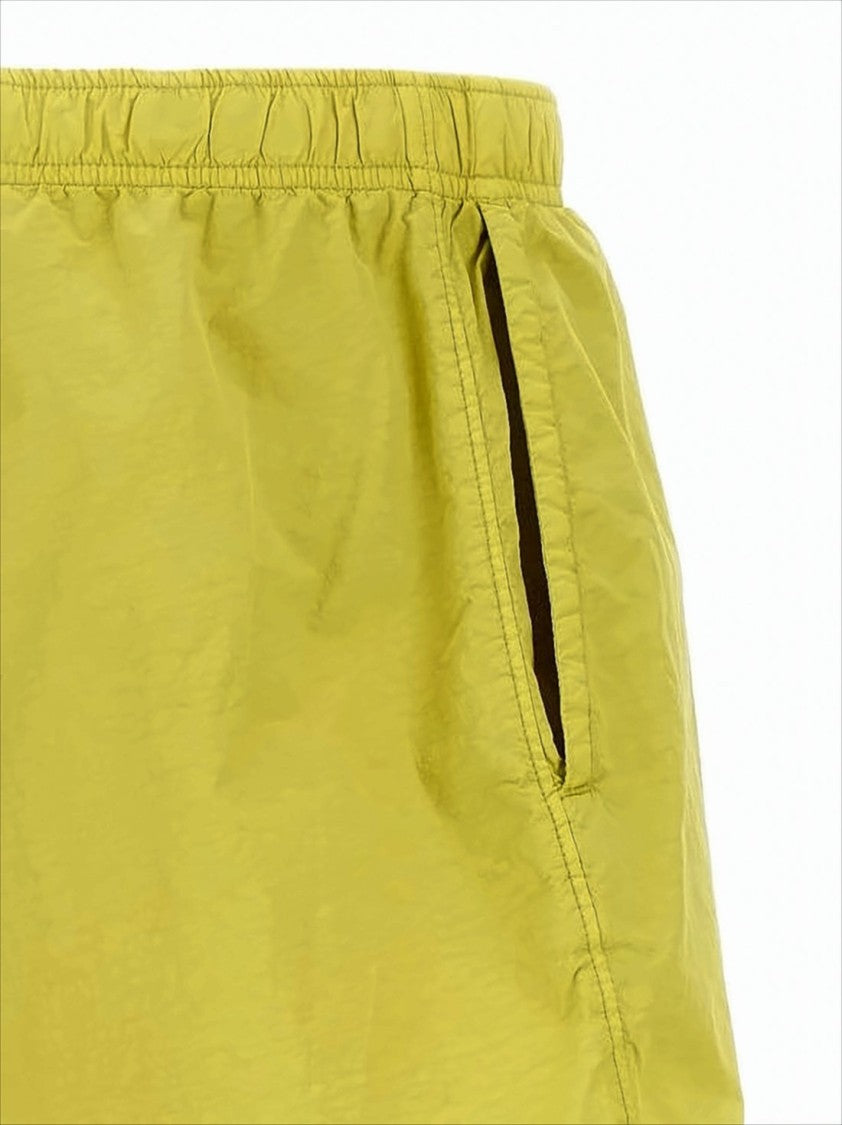 Relaxed Fit Yellow Shorts with Patch Pocket