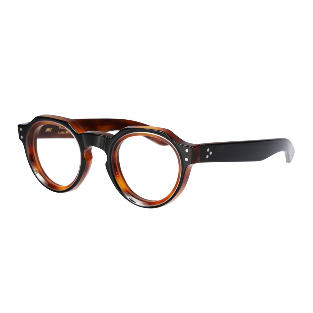 Spike Round Tortoiseshell Frame Sunglasses with Keyhole Bridge