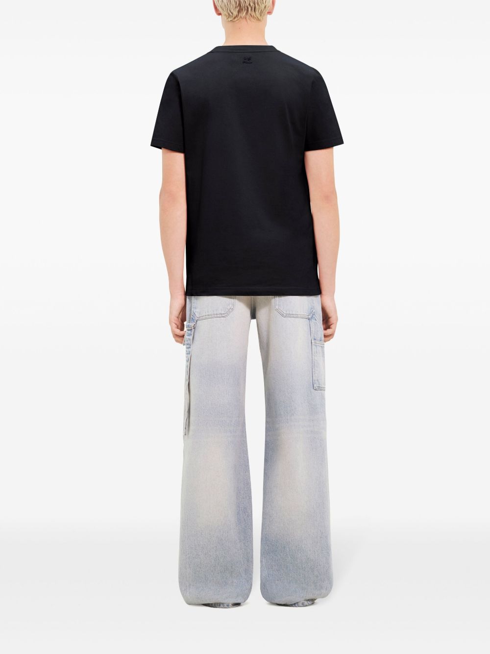 Short-Sleeved Black T-Shirt In Silk-Nylon Blend
