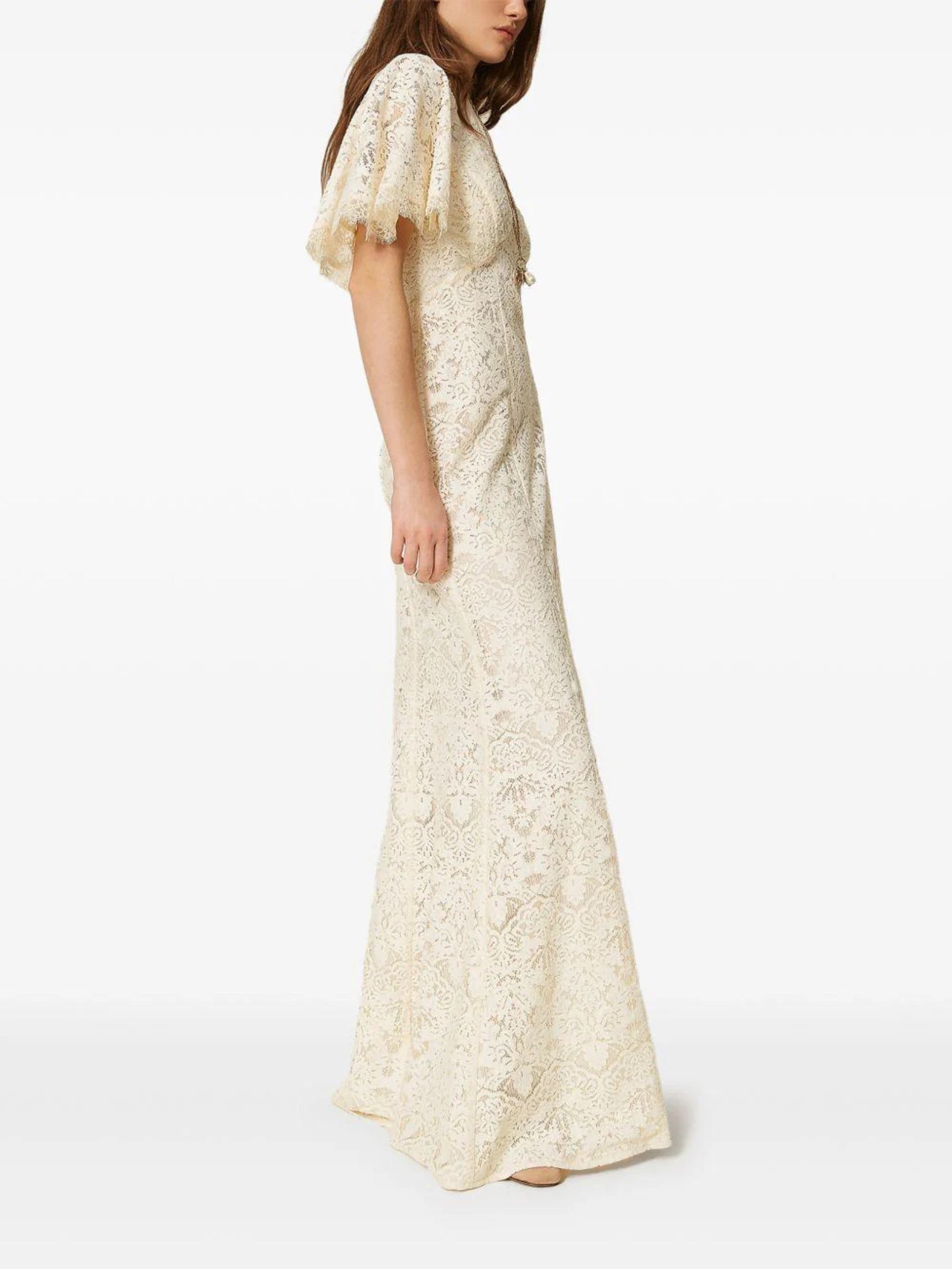 Lace Maxi Dress with Floral Pattern