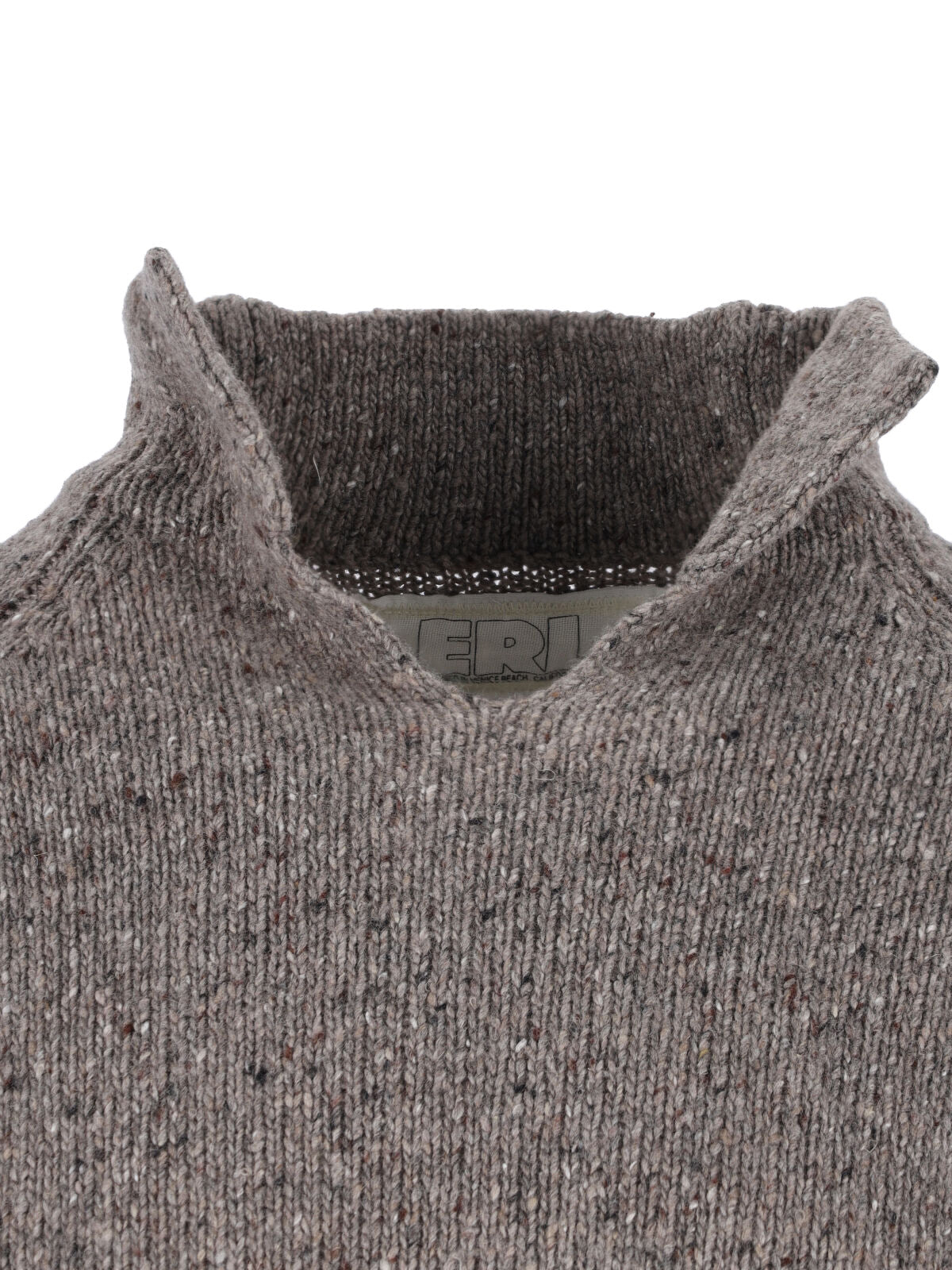 Grey Wool Blend High-Neck Sweater
