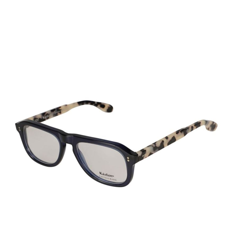 Bravo Rectangular Deep Navy Blue Eyeglasses with Tortoiseshell Temples