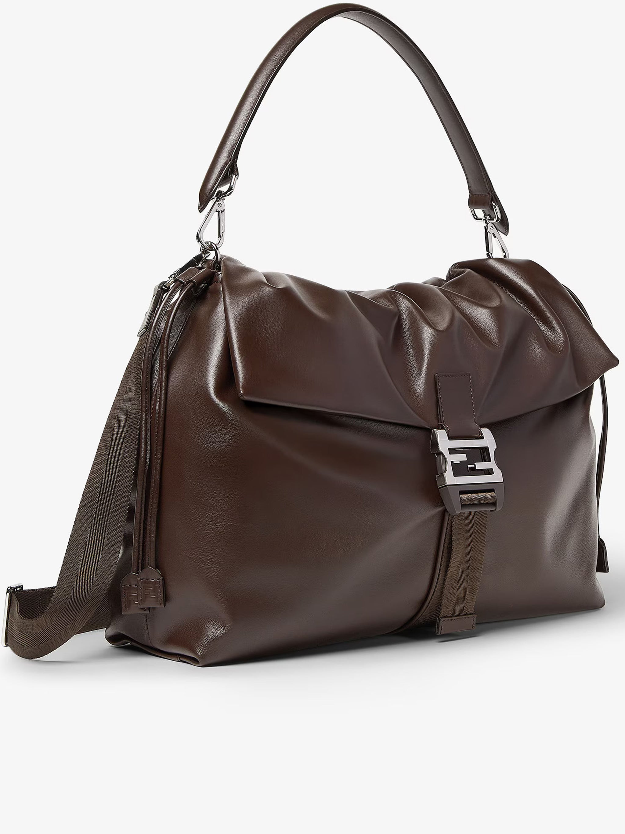 Mamma Baguette Ruched Brown Leather Bag