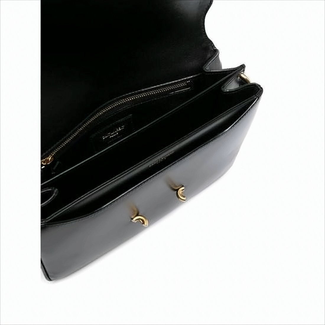 Structured Black Calf Leather Shoulder Bag