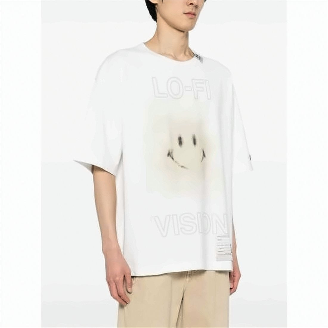 Oversized Short-Sleeve T-Shirt With Playful Smiley Face Graphic