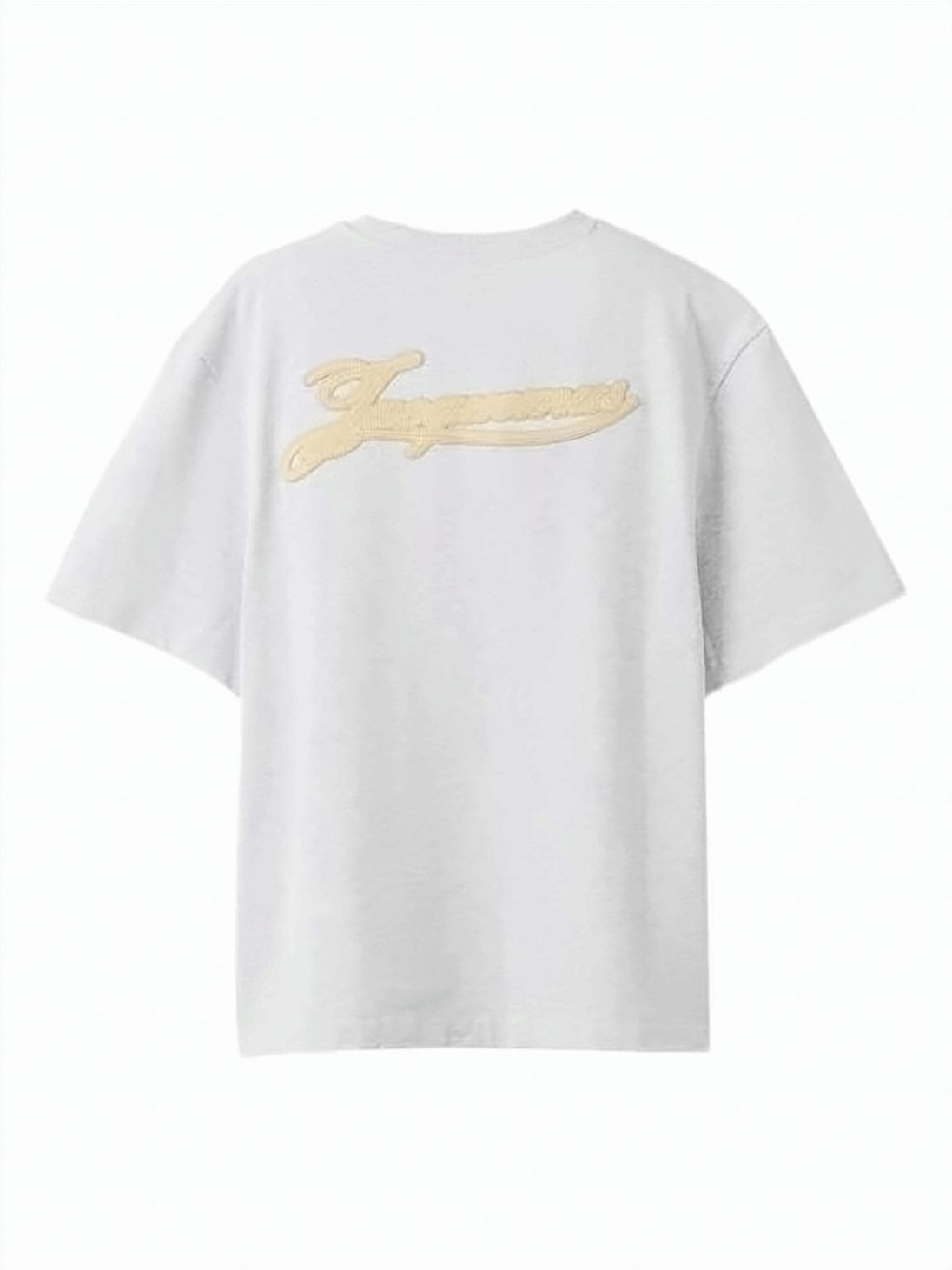 Light Grey Cotton T-Shirt with Embroidered Patch