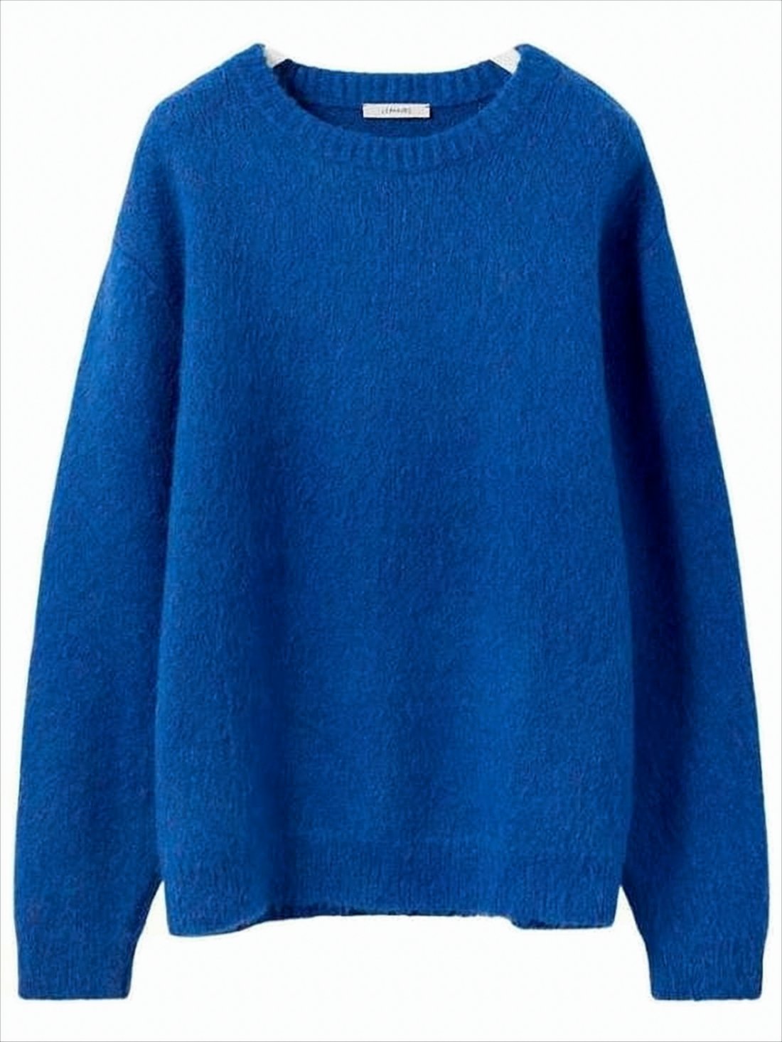 Textured Blue Sweater with Classic Crew Neckline