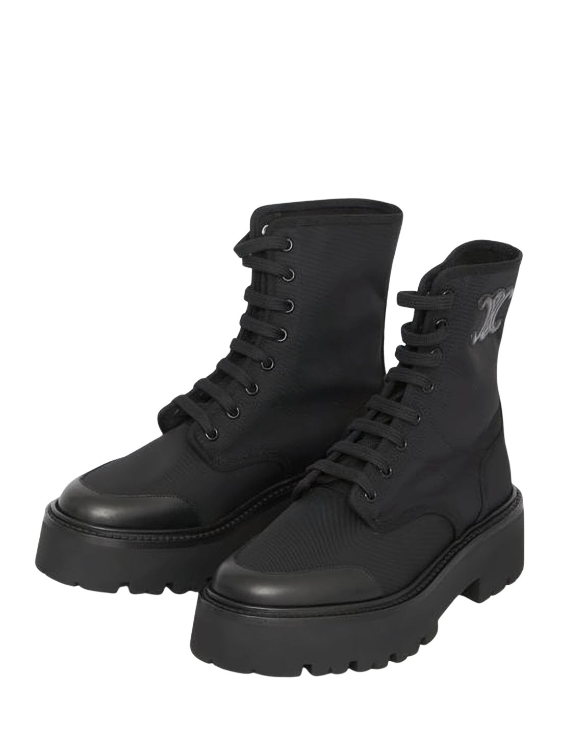 High-Top Lace-Up Boots with Chunky Rubber Sole
