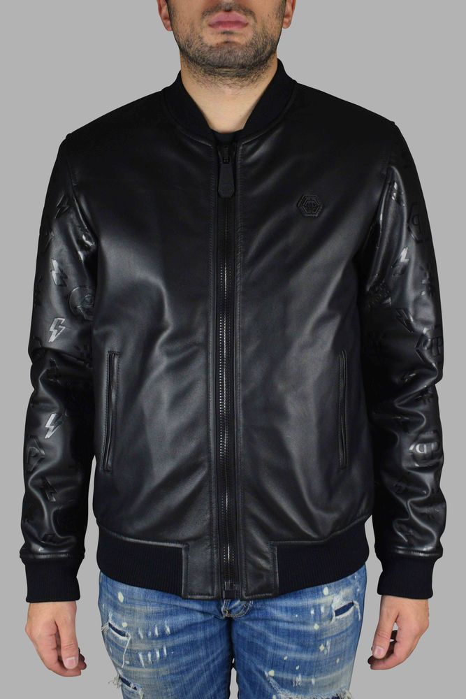 Black Leather Bomber Jacket