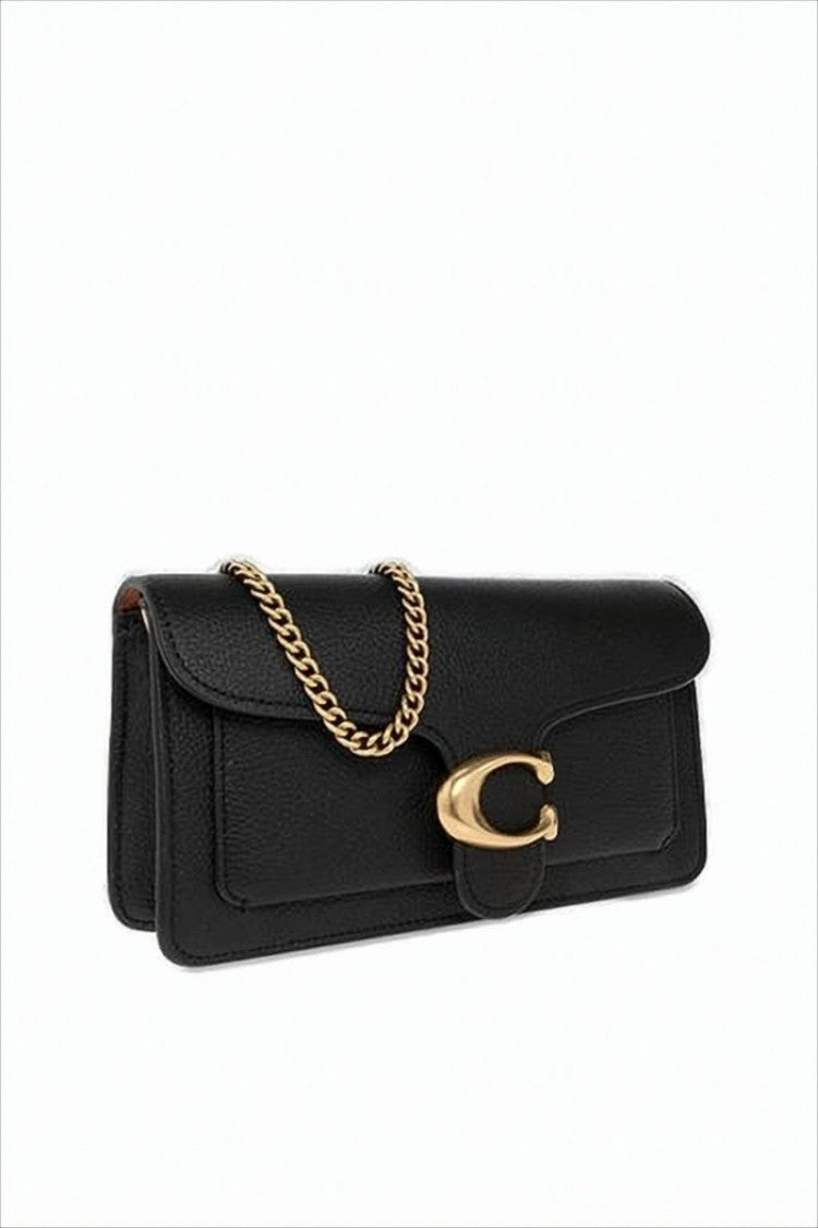 Pebbled Texture Crossbody Bag with Gold-tone Clasp