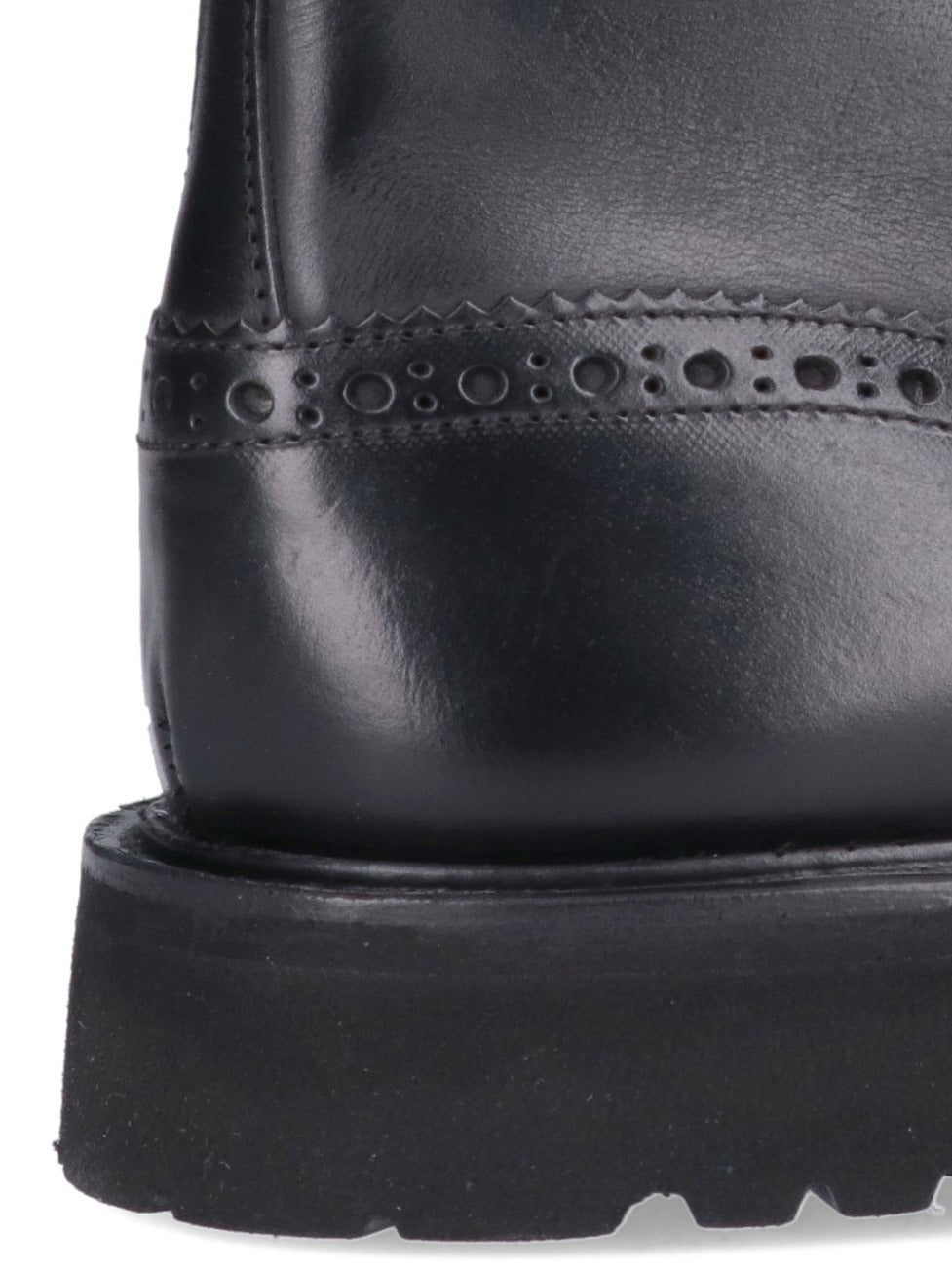 Round Toe Brogue Leather Boots