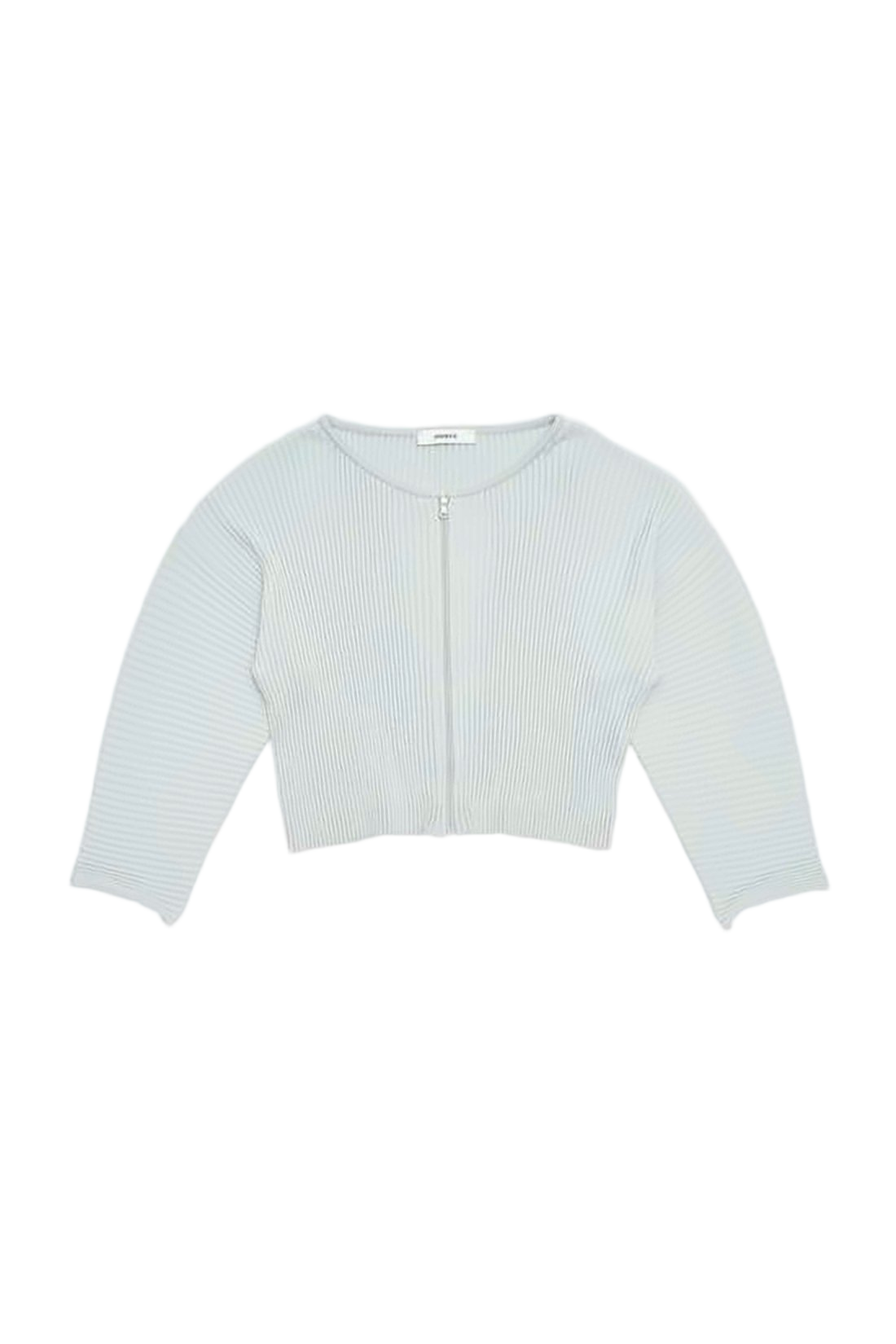 Cropped Ribbed Cardigan with Front Zipper Closure