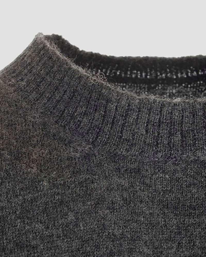 Relaxed Fit Dark Grey Alpaca Blend Sweater