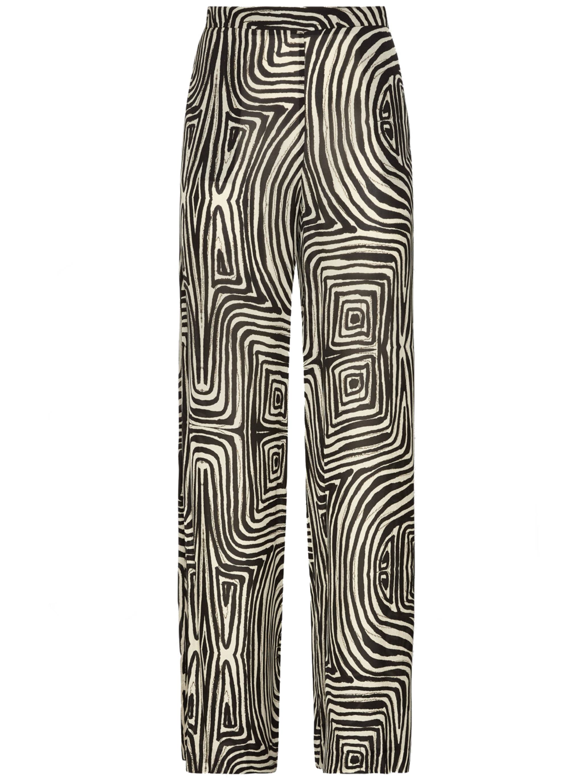 Wide-leg Black/Beige Abstract Swirl Pants