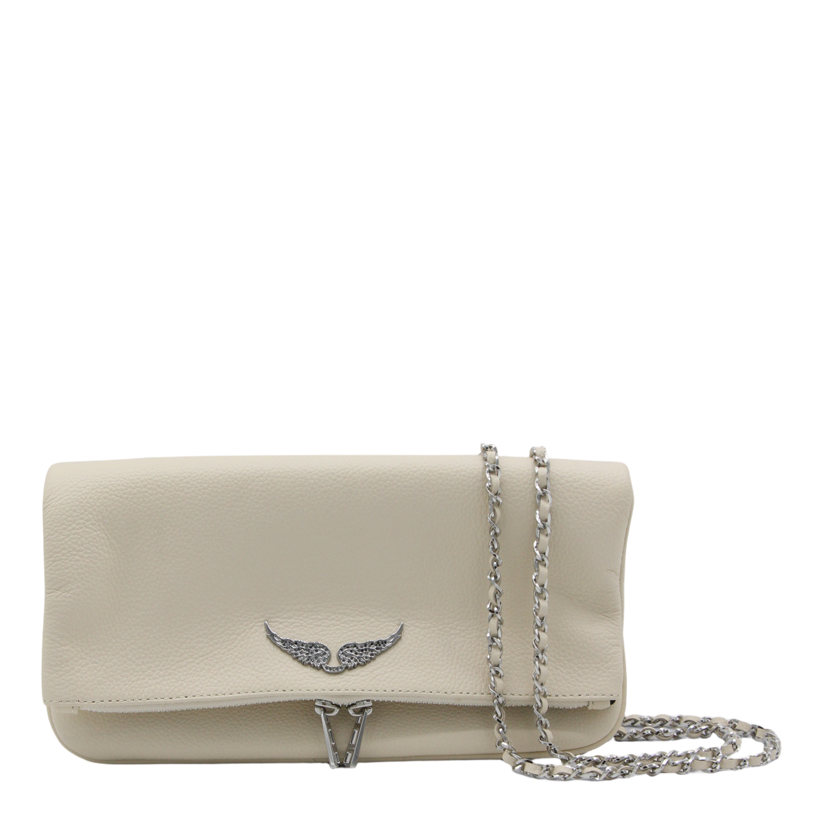 Rectangular Pebbled Clutch with Silver Detailing