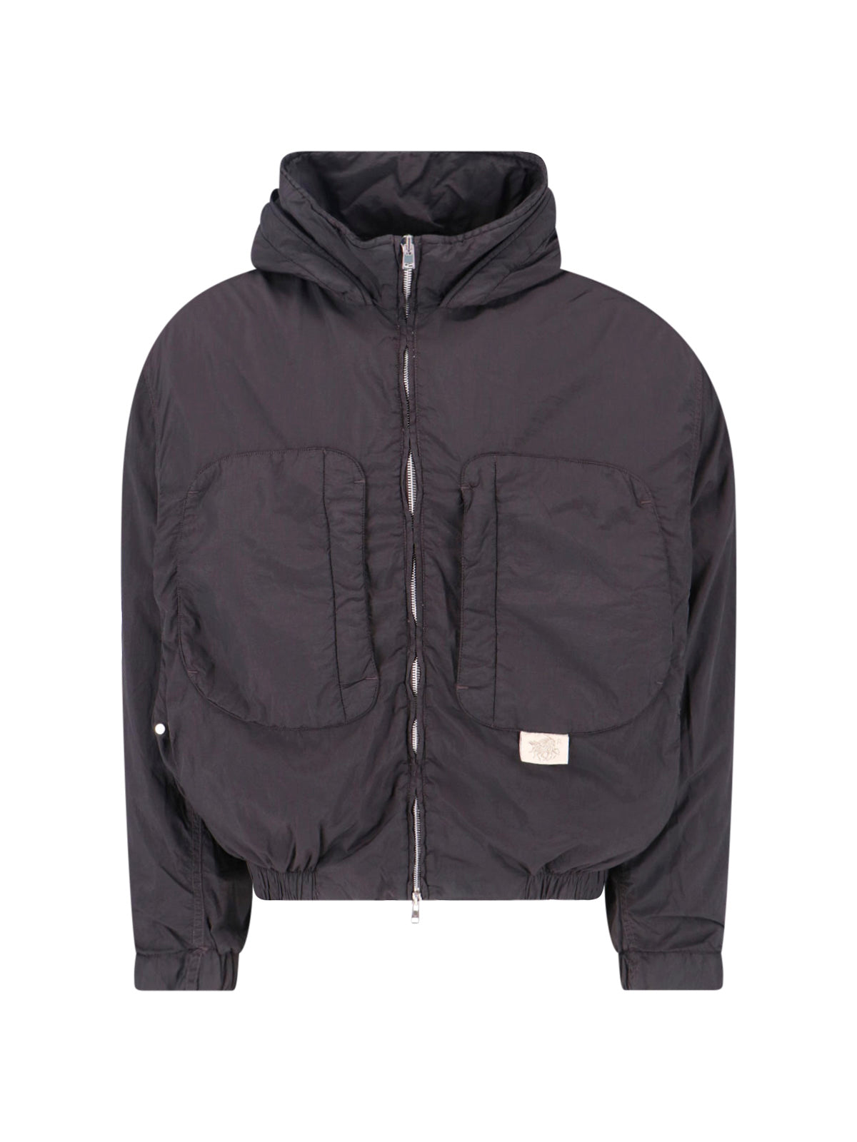 Black Purs Hooded Zip Fabric Jacket