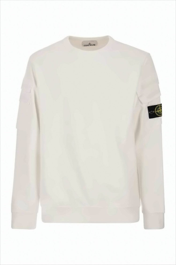 Long-Sleeve Cotton T-Shirt with Shoulder PocketsPatch