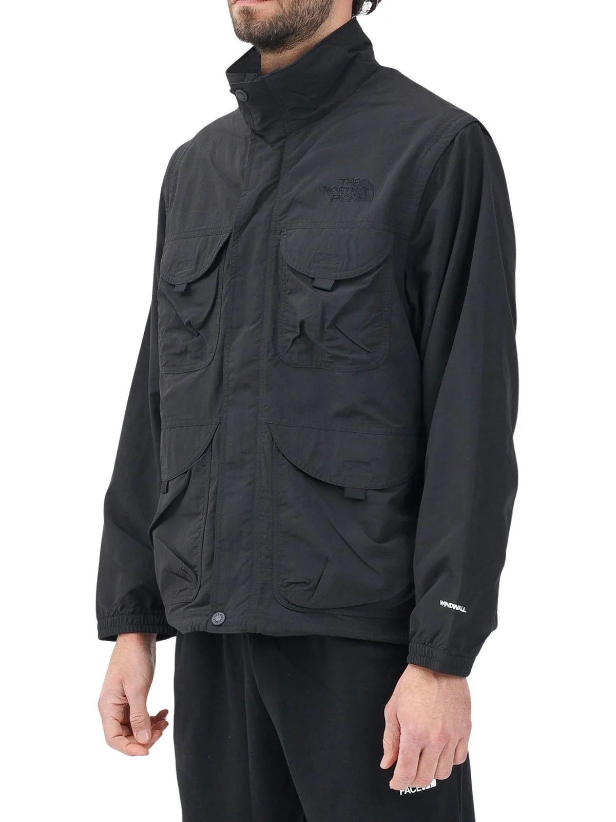 Black Nylon Windbreaker Jacket