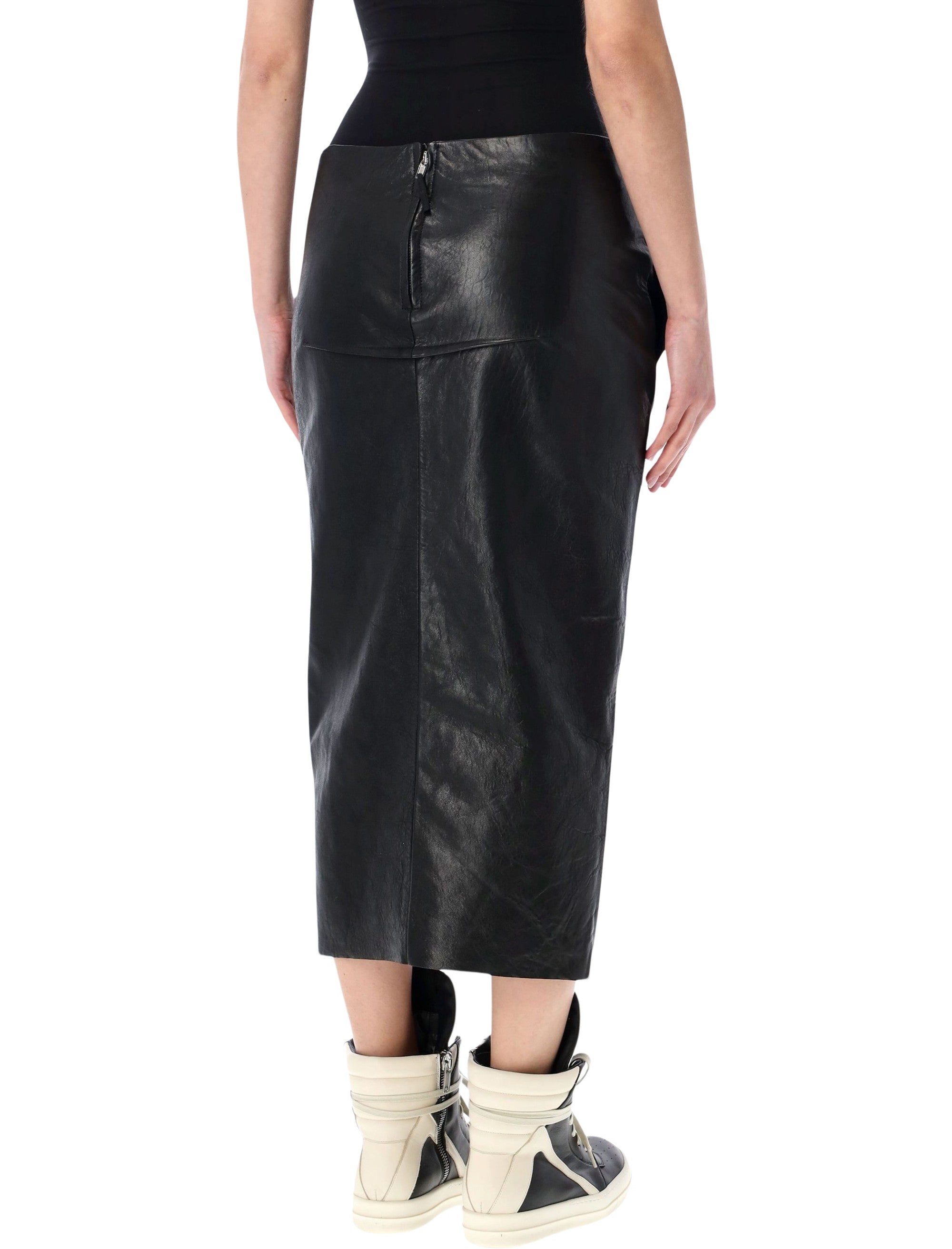 Calf Sliced Leather Skirt