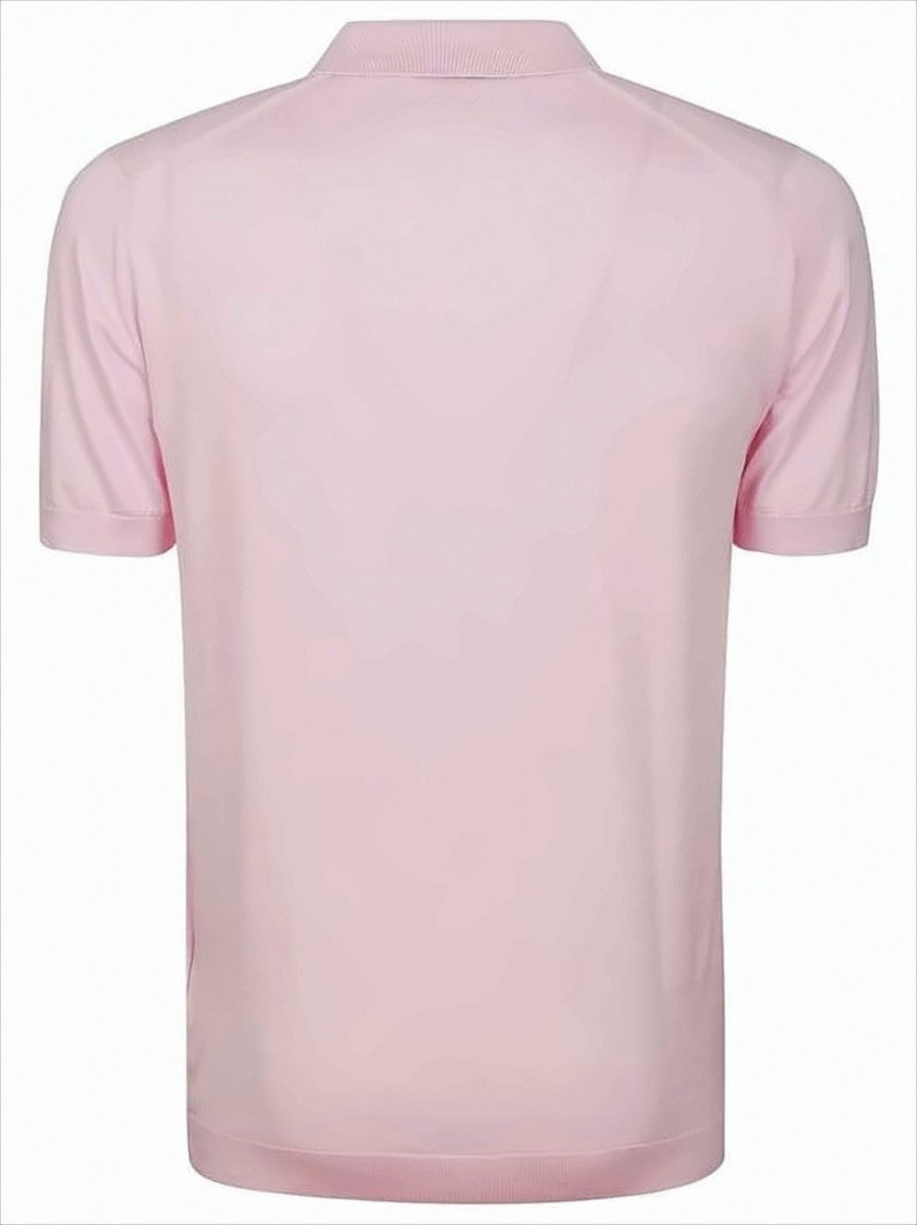 Soft Light Pink Short-Sleeve Polo Shirt With Traditional Collar