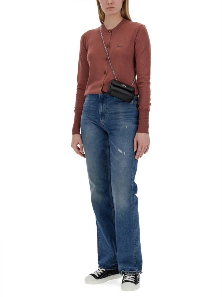 Cardigan With Tailored Button-Down Front And Logo Embroidery