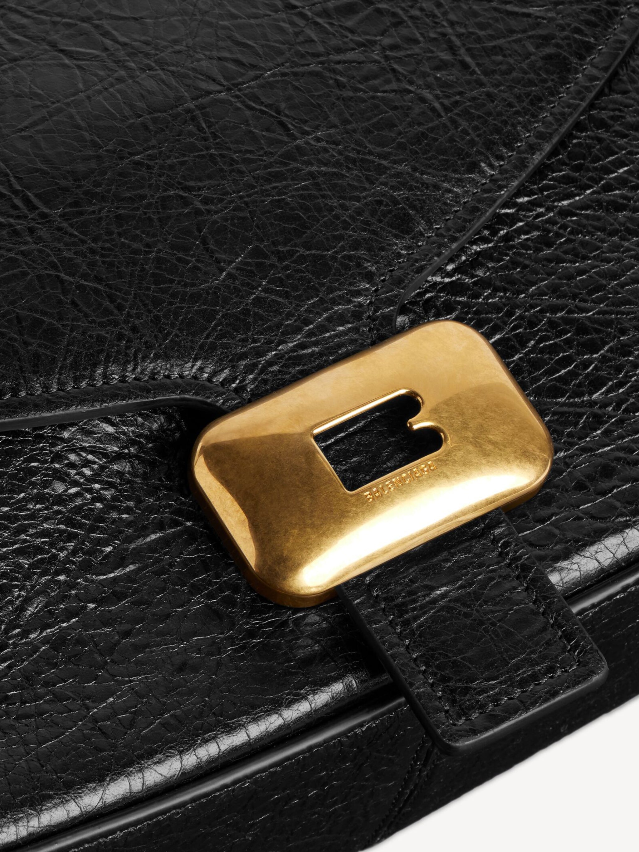Black Clicca Structured Slouchy Leather Bag