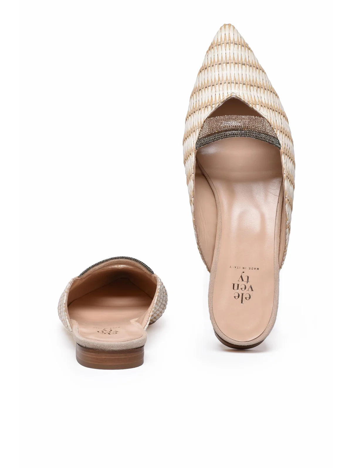 Beige Raffia Leather Sabot