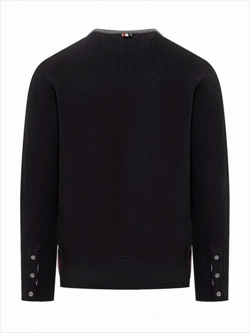 Textured Knit Sweater with Signature Stripes