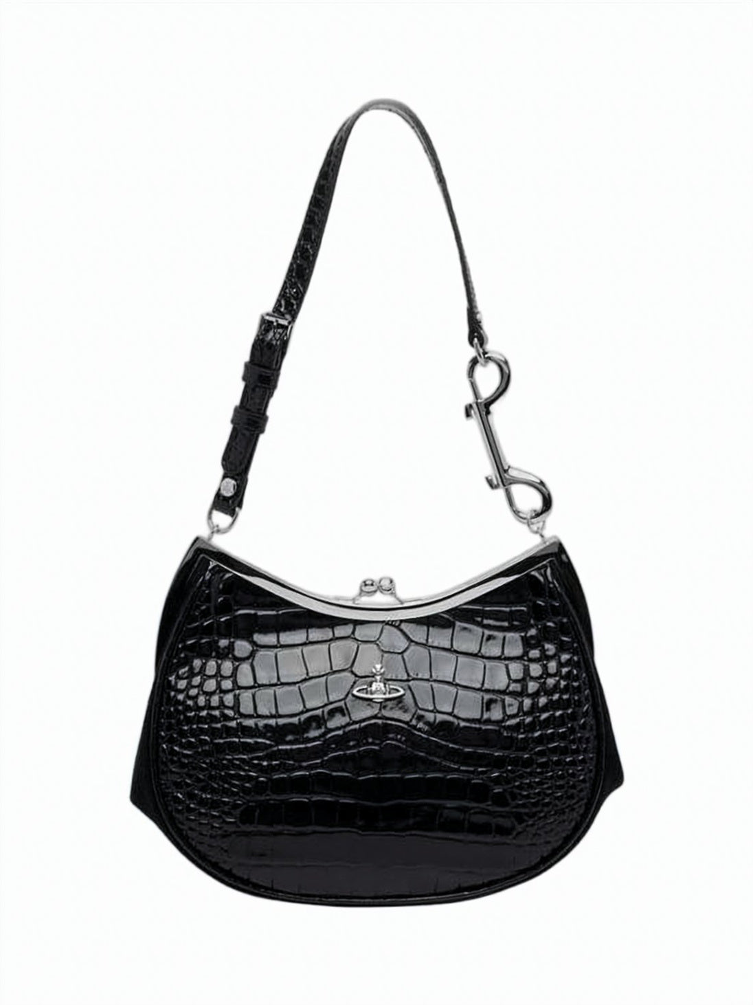 Crocodile-Embossed Calf Leather Tote Bag