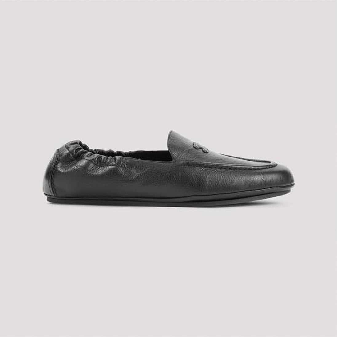 Goat Leather Loafers with Rounded Toe and Elasticized Back