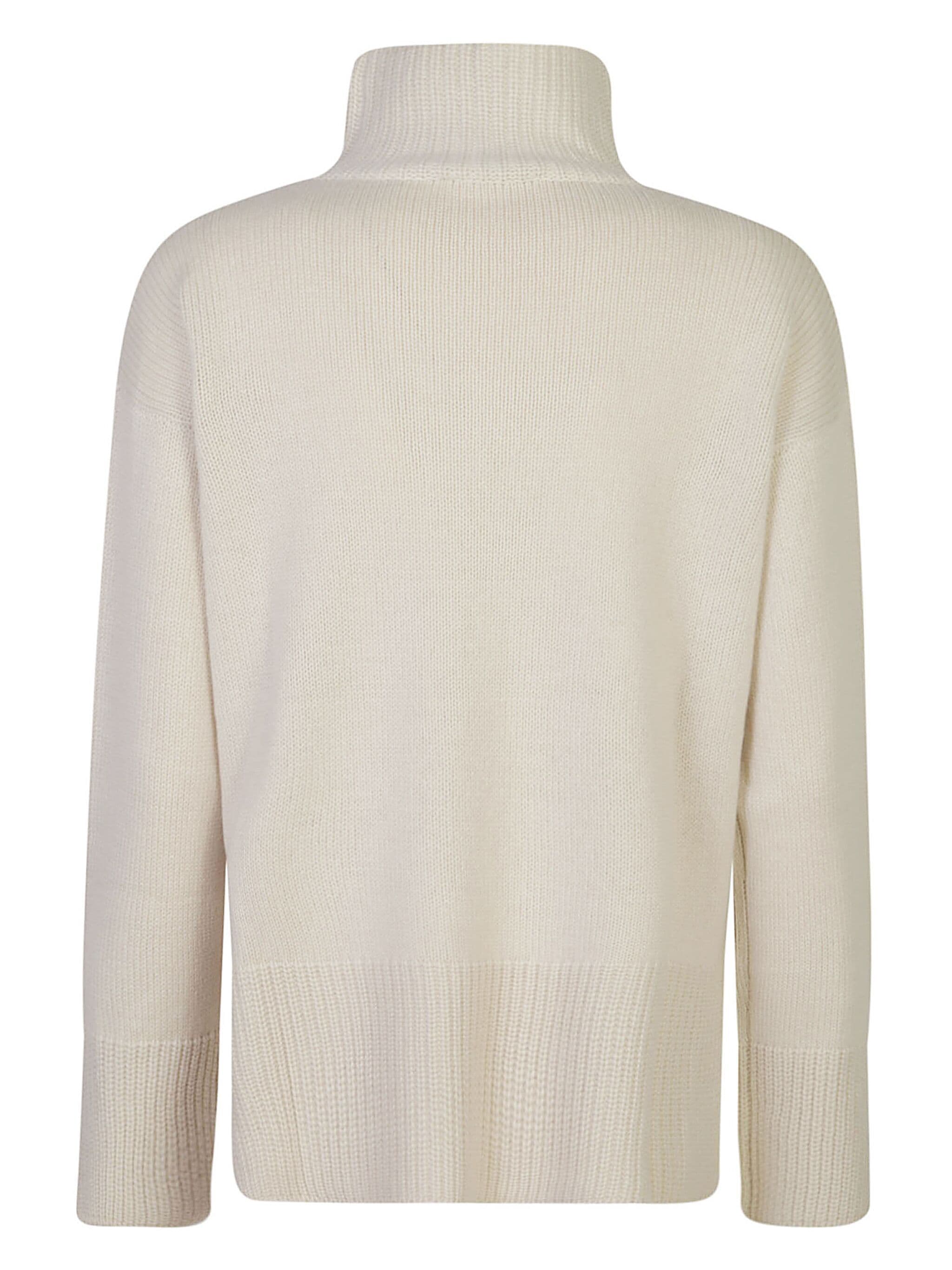 White Pullover Relaxed-Fit Wool Turtleneck