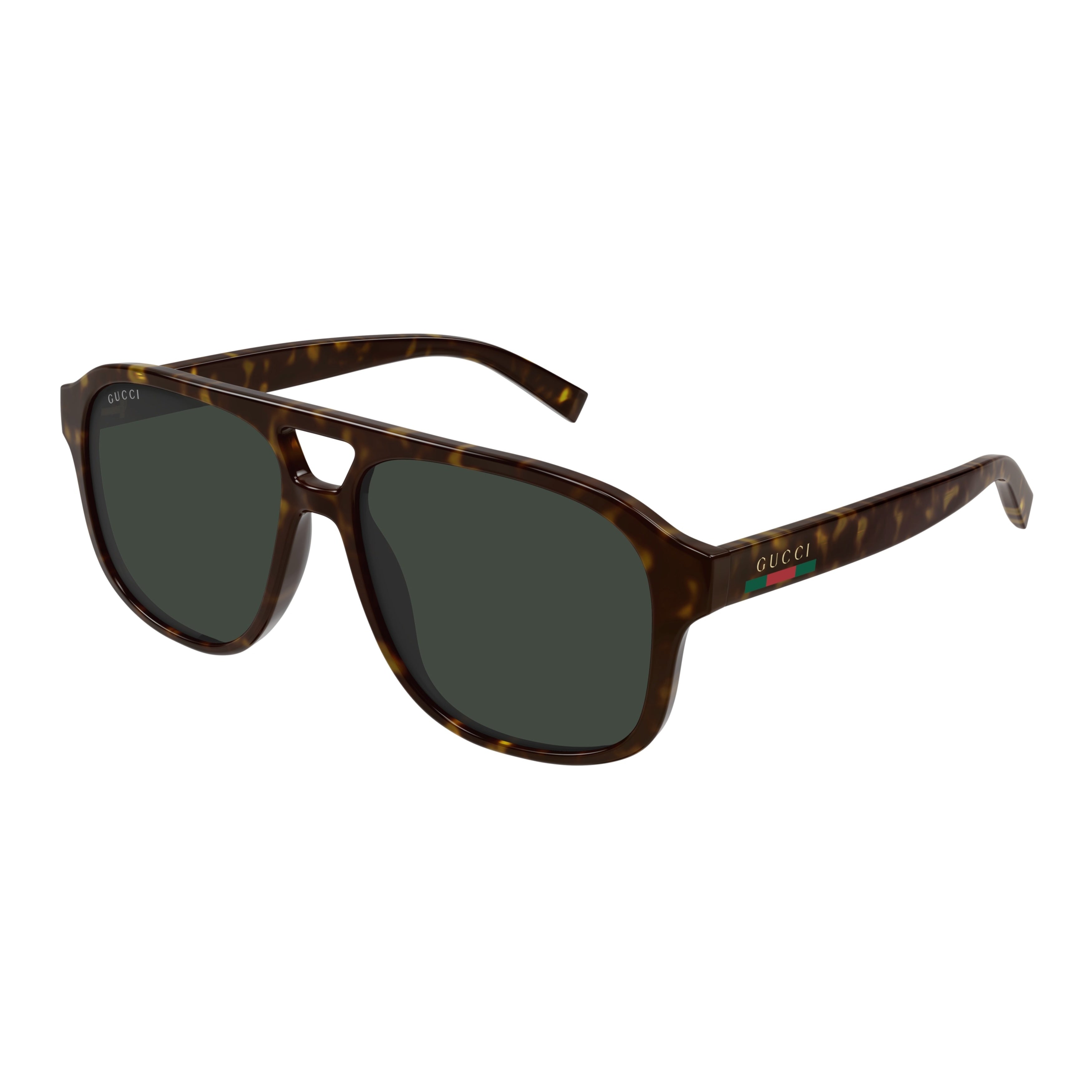 Rectangular Tortoiseshell Sunglasses With Refined Logo Accents
