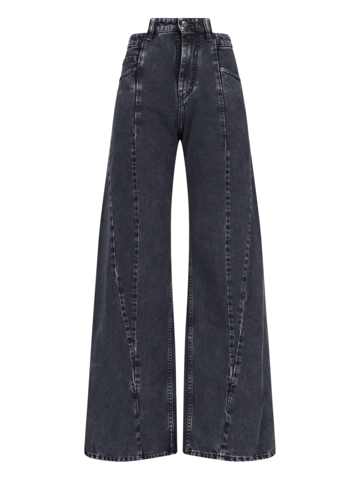 "Décortiqué" Palazzo Jeans, In Black Denim