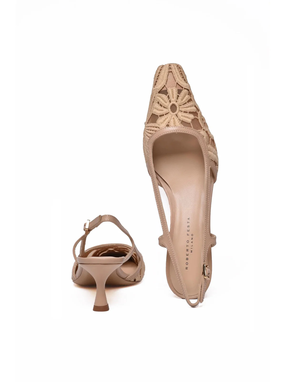 Beige Other Fibers Lace Pump