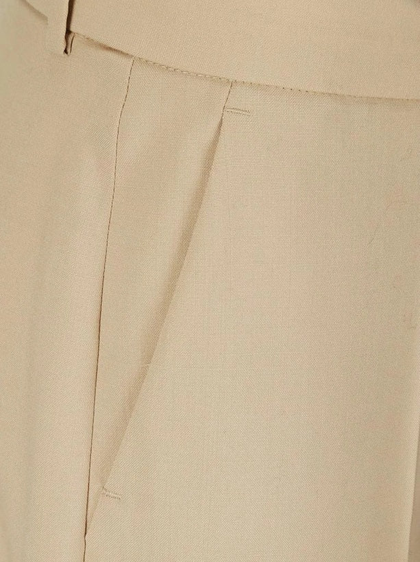Tailored Beige Trousers with Structured Waistband