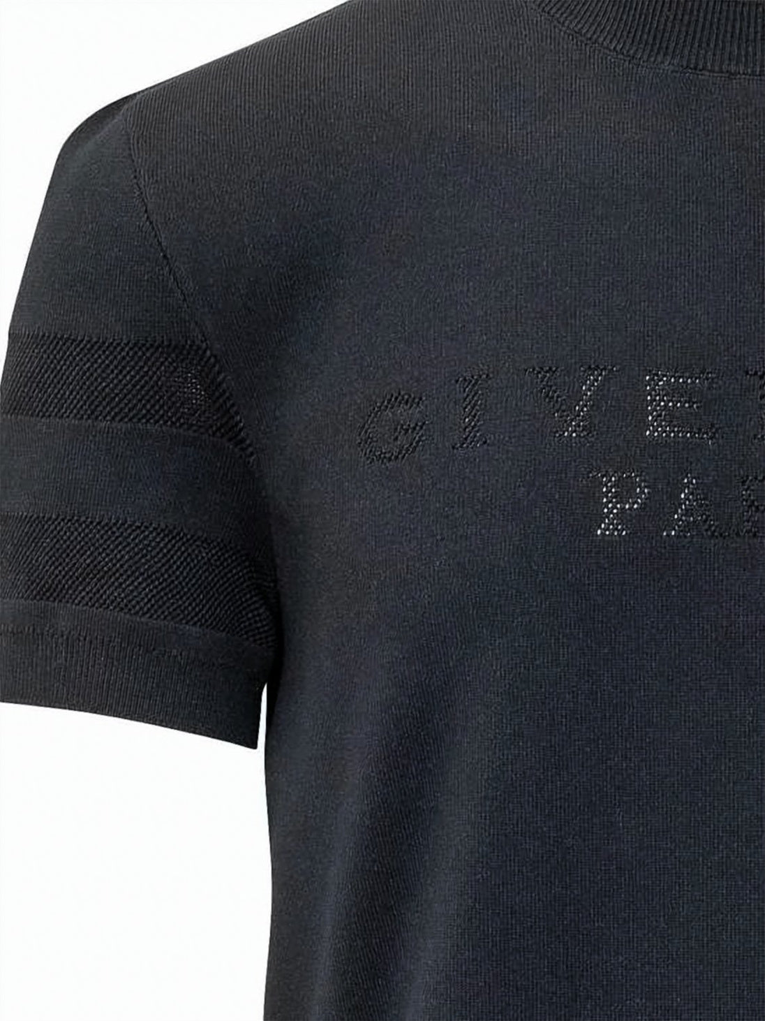 Fitted Short-Sleeve Top with Textured Stripes
