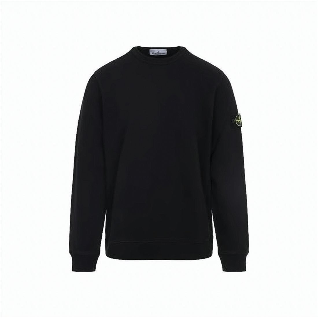 Black Long Sleeve Crewneck Sweatshirt with Patch Logo