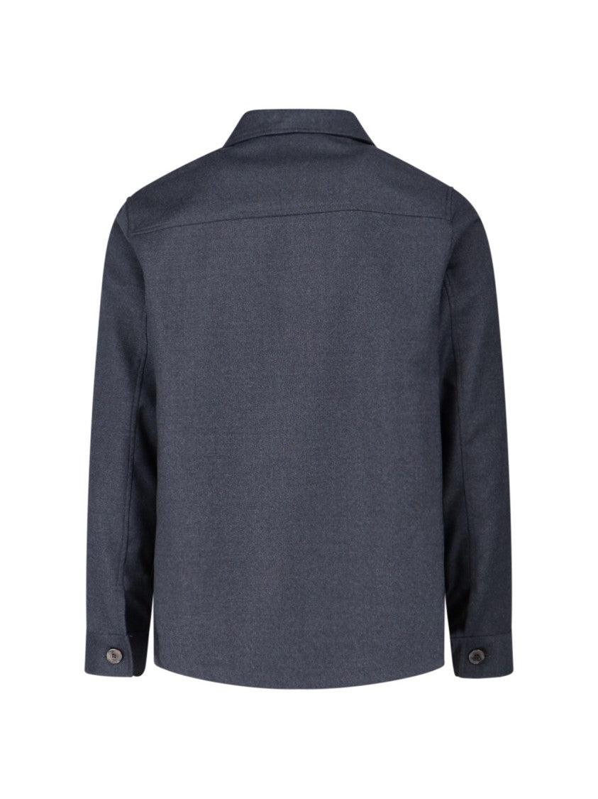 Structured Grey Virgin Wool Shirt Jacket