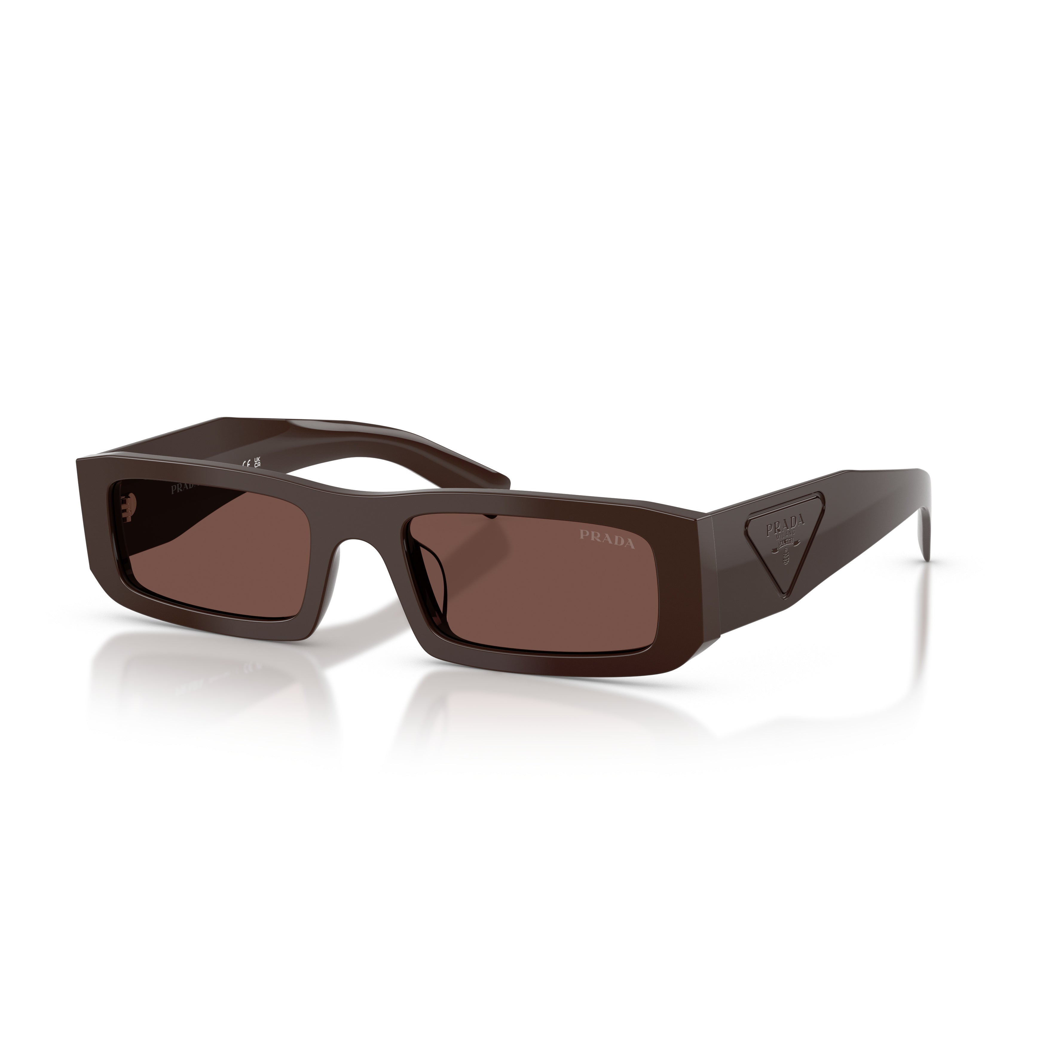 0pr D09sd Rectangular Brown Acetate Sunglasses