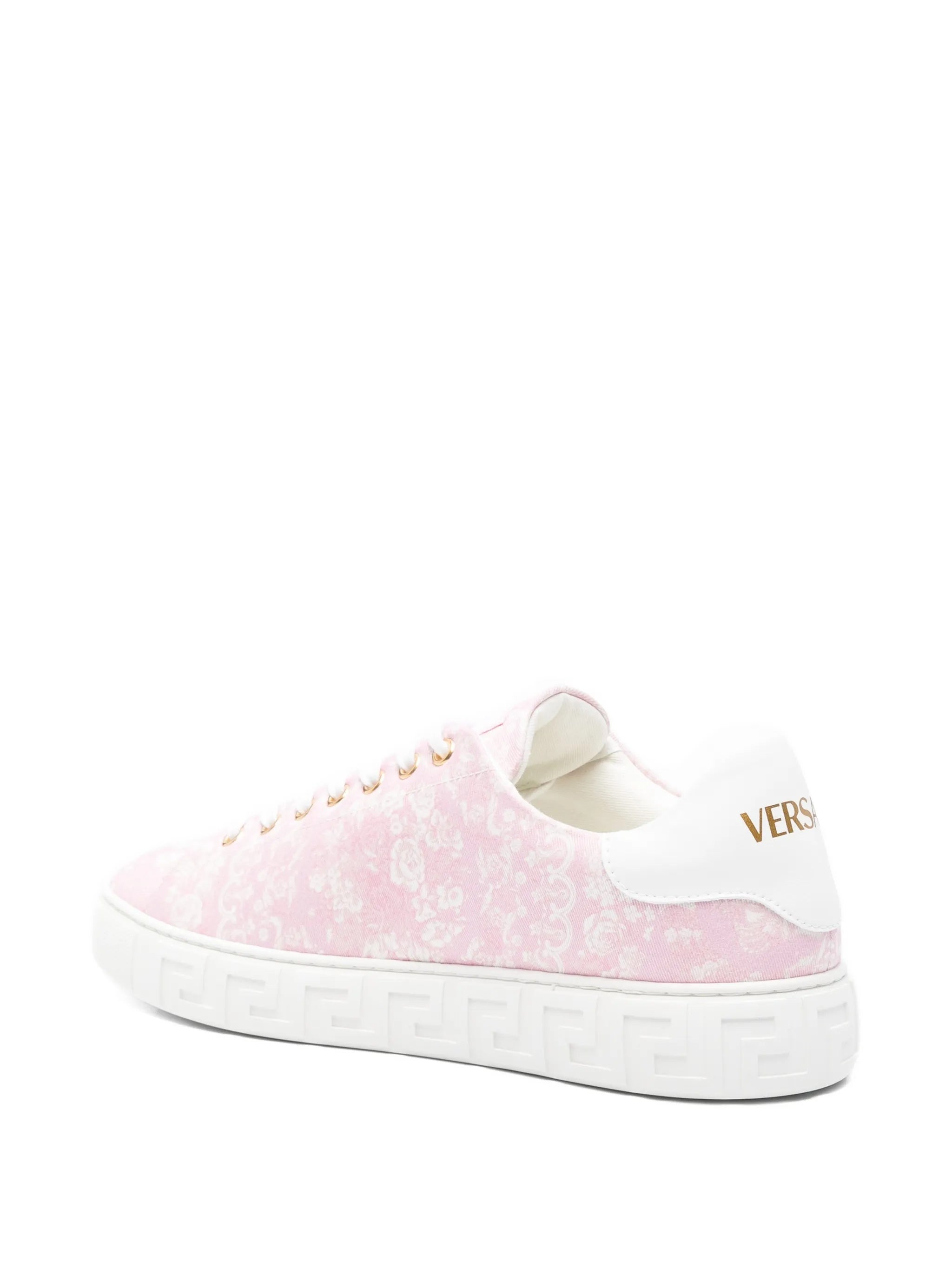 Pink Barocco Greca Floral Pattern Sneakers