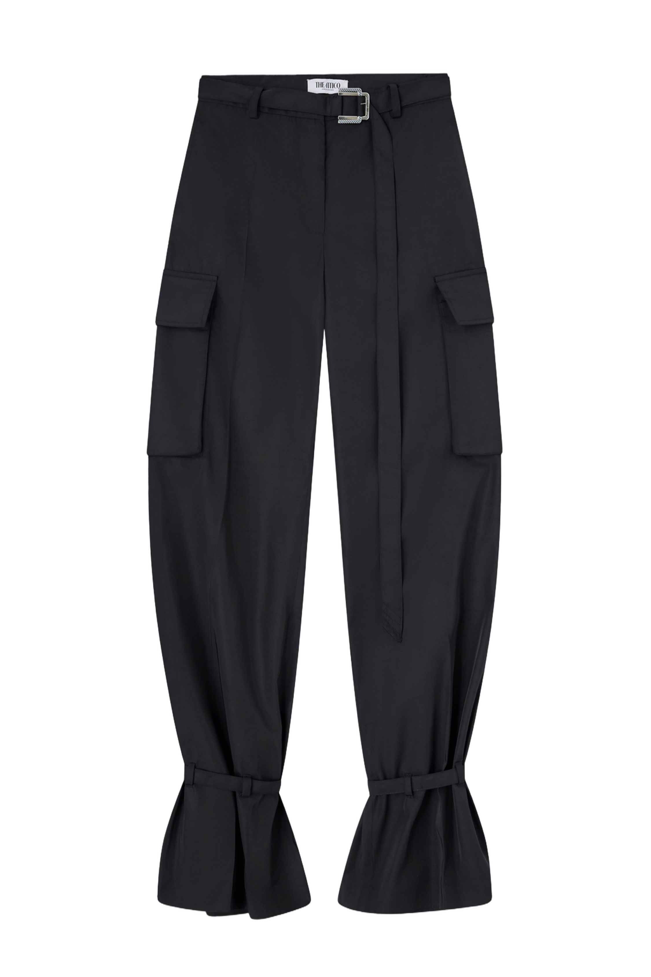 High-Waisted Black Cargo Pants With Voluminous Silhouette
