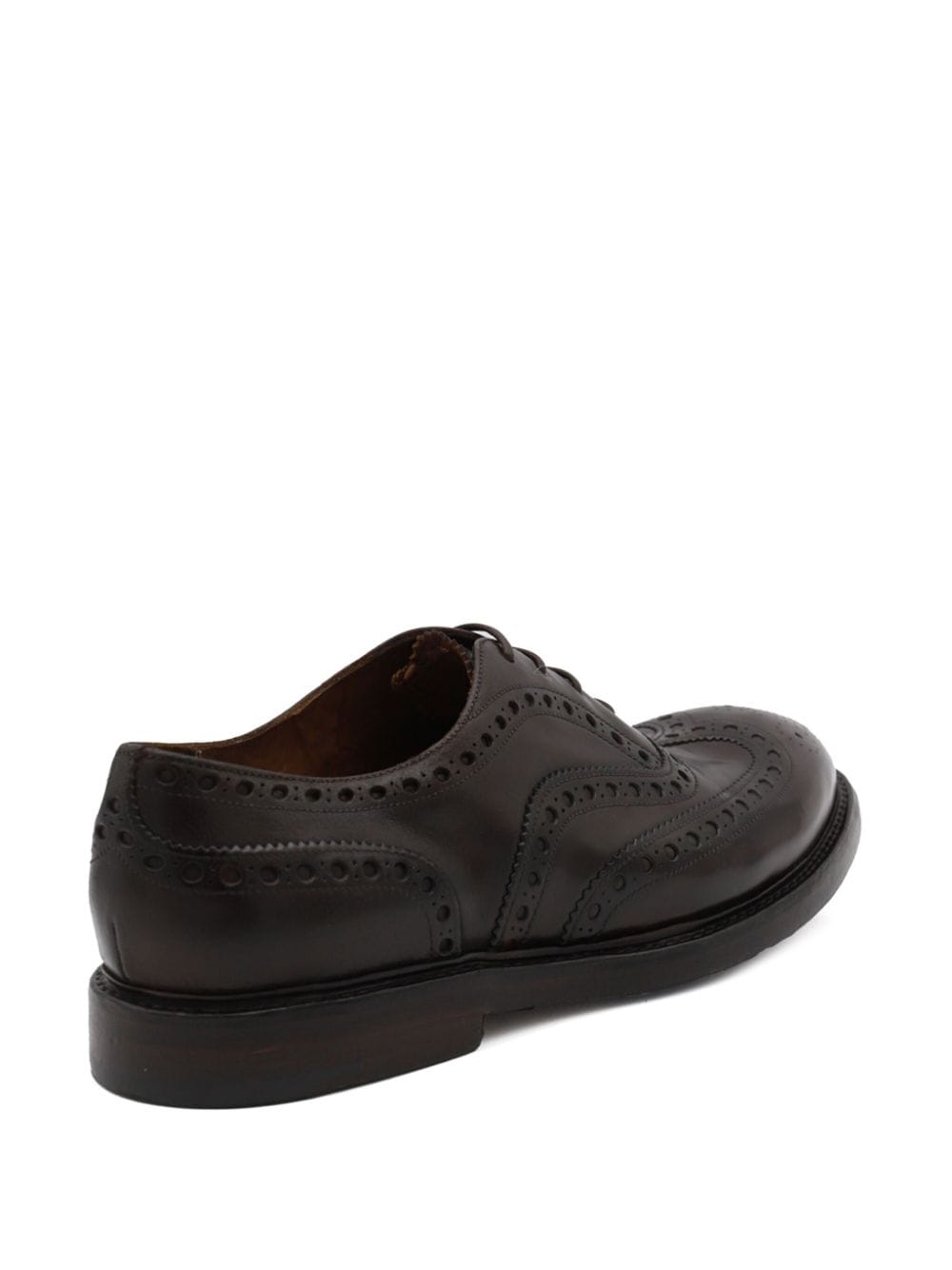 Brogue Flat Shoes in Coffee Brown Calf Leather