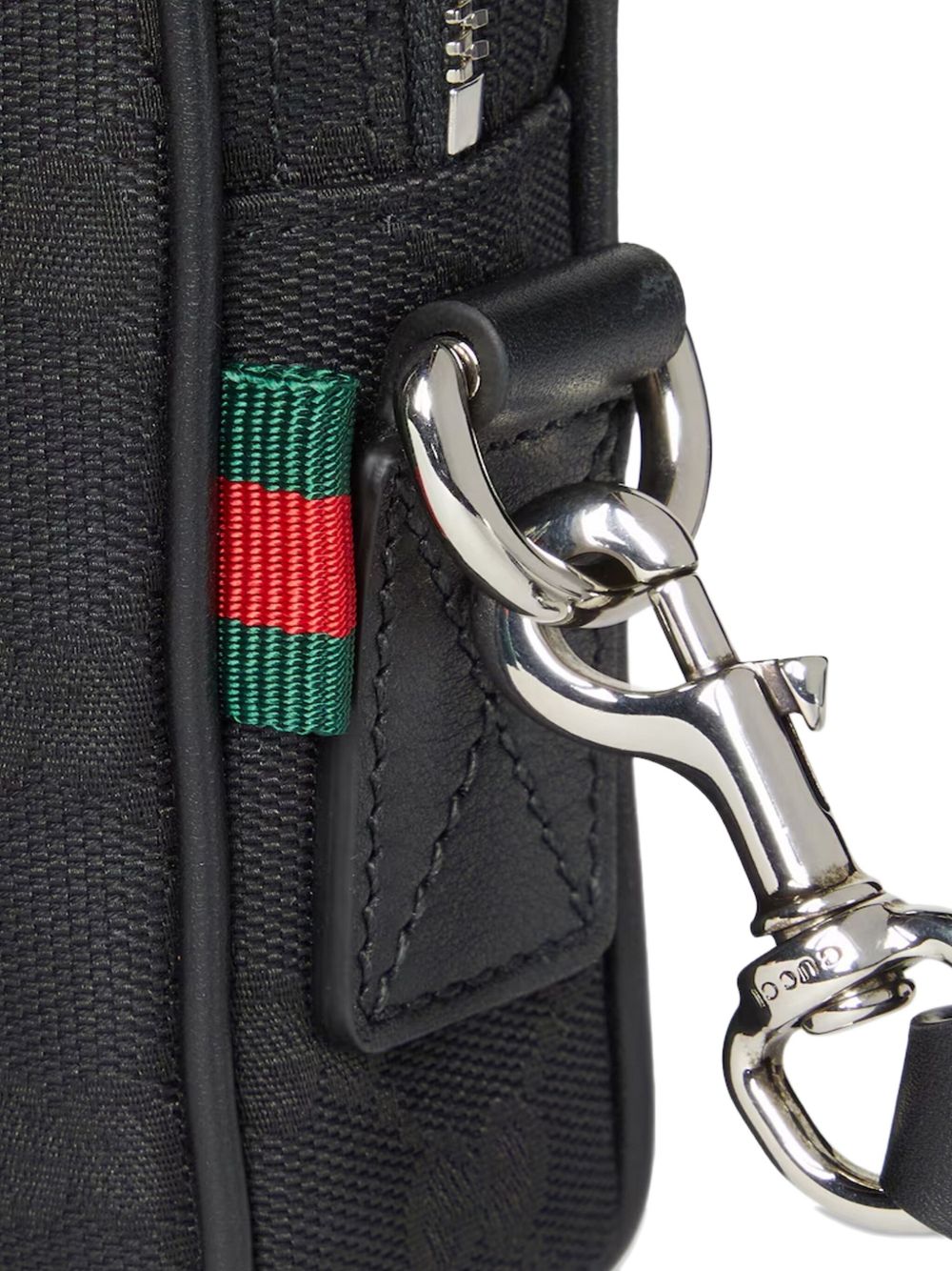 Rectangular Black Fabric Bag With Embossed Pattern