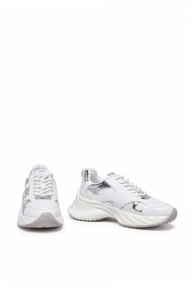 Mirror Leather Rubber Sneakers - White