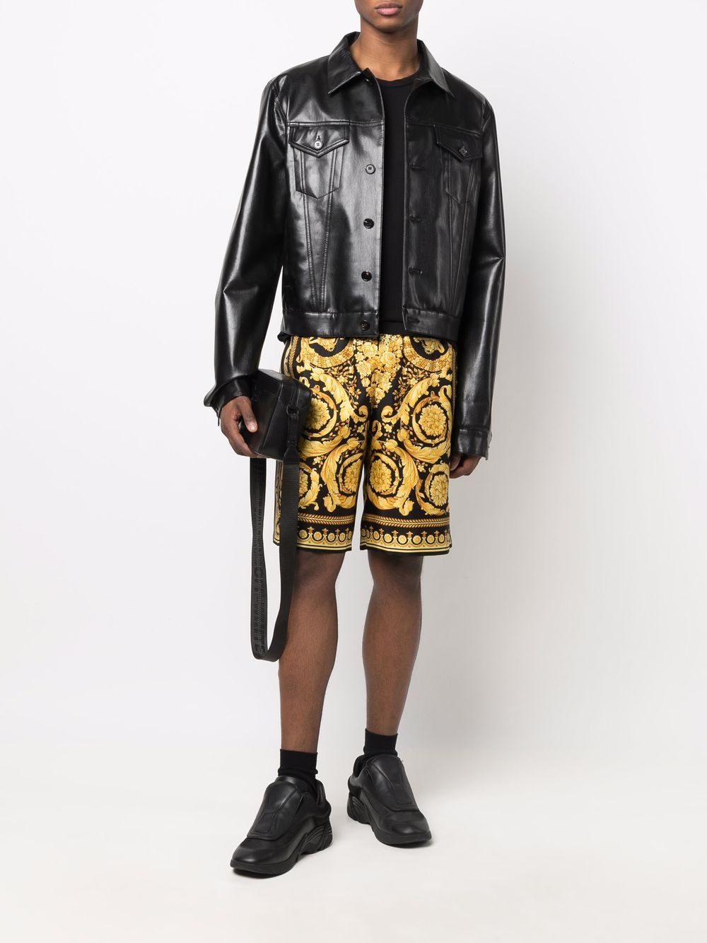 Barocco-Print Silk Shorts with Elasticated Waistband