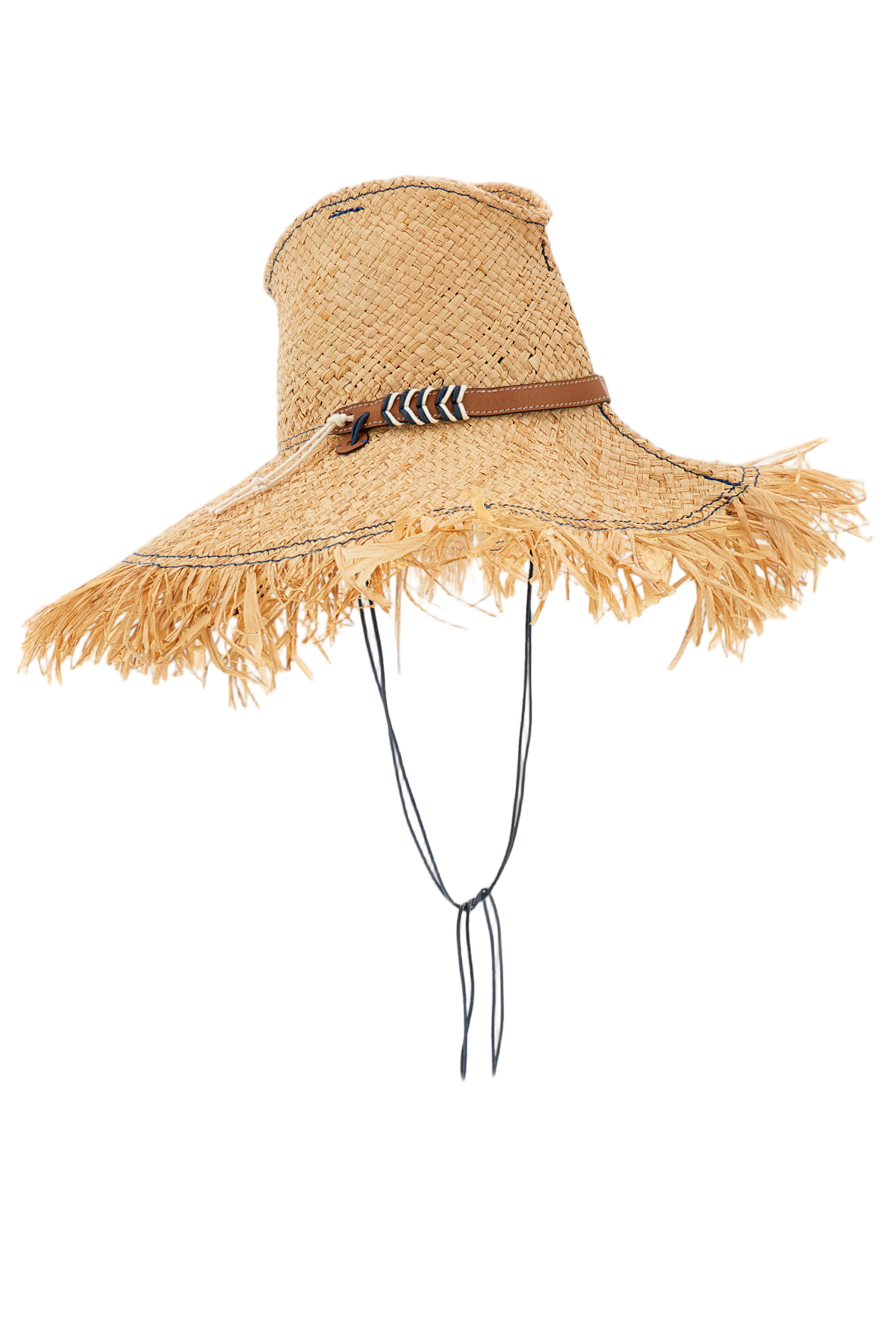 Raffia Hat With Leather Accents