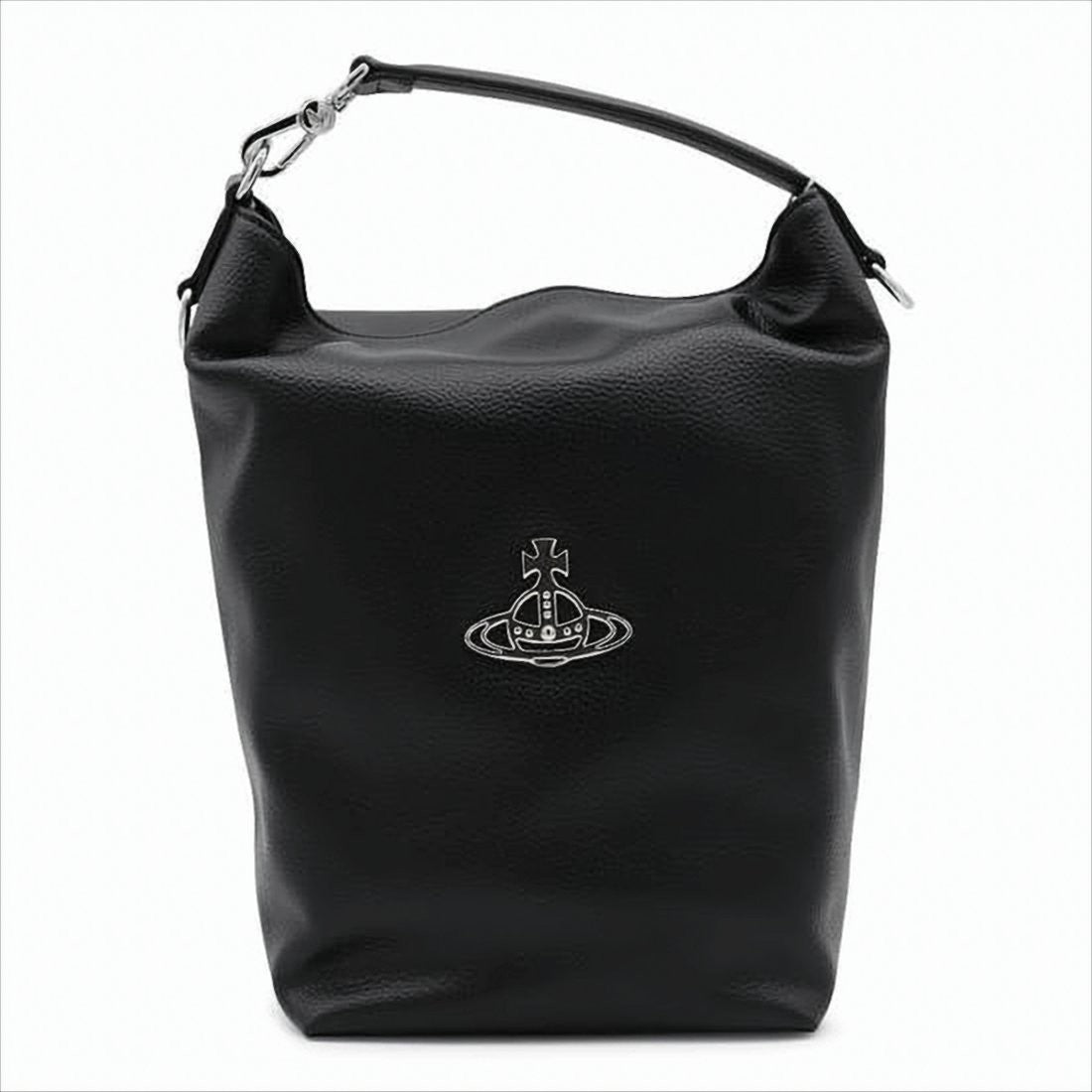 Structured Black Synthetic Leather Tote Bag